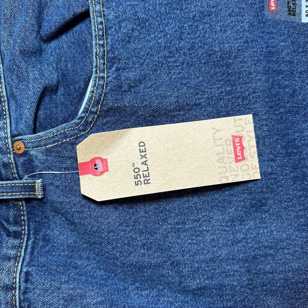 NWT Levis 550 Relaxed Fit Tapered Leg Jeans Mens 50x29 Big and Tall Blue Denim